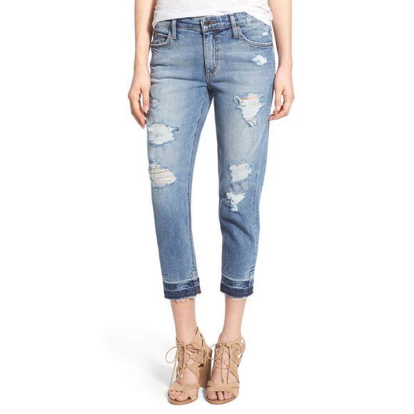 Joe's Jeans The Billie Destroyed Crop Slim Boyfriend Pants Bijou Wash $189 Nwt
